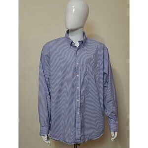 American Living Button Up Shirt Mens 2XL XXL Blue White Striped Pocket